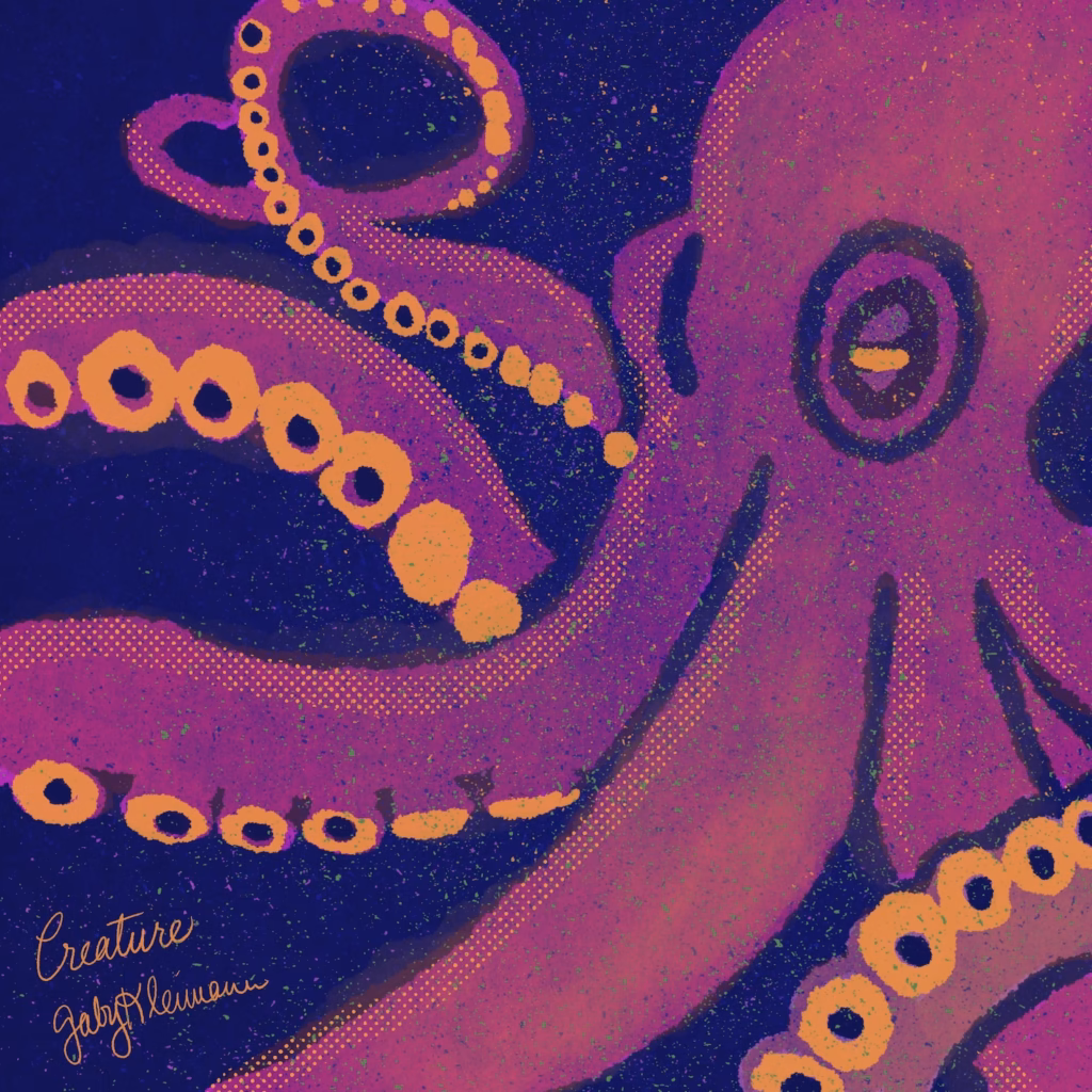 before and after Procreate drawings from a daily drawing prompt practice 2